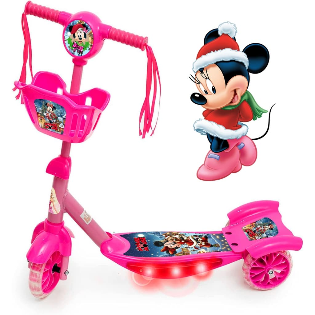 Patinete Infantil de 3 Rodas Edição Limitada Especial de Natal 2024 com Cesta Led Resistente