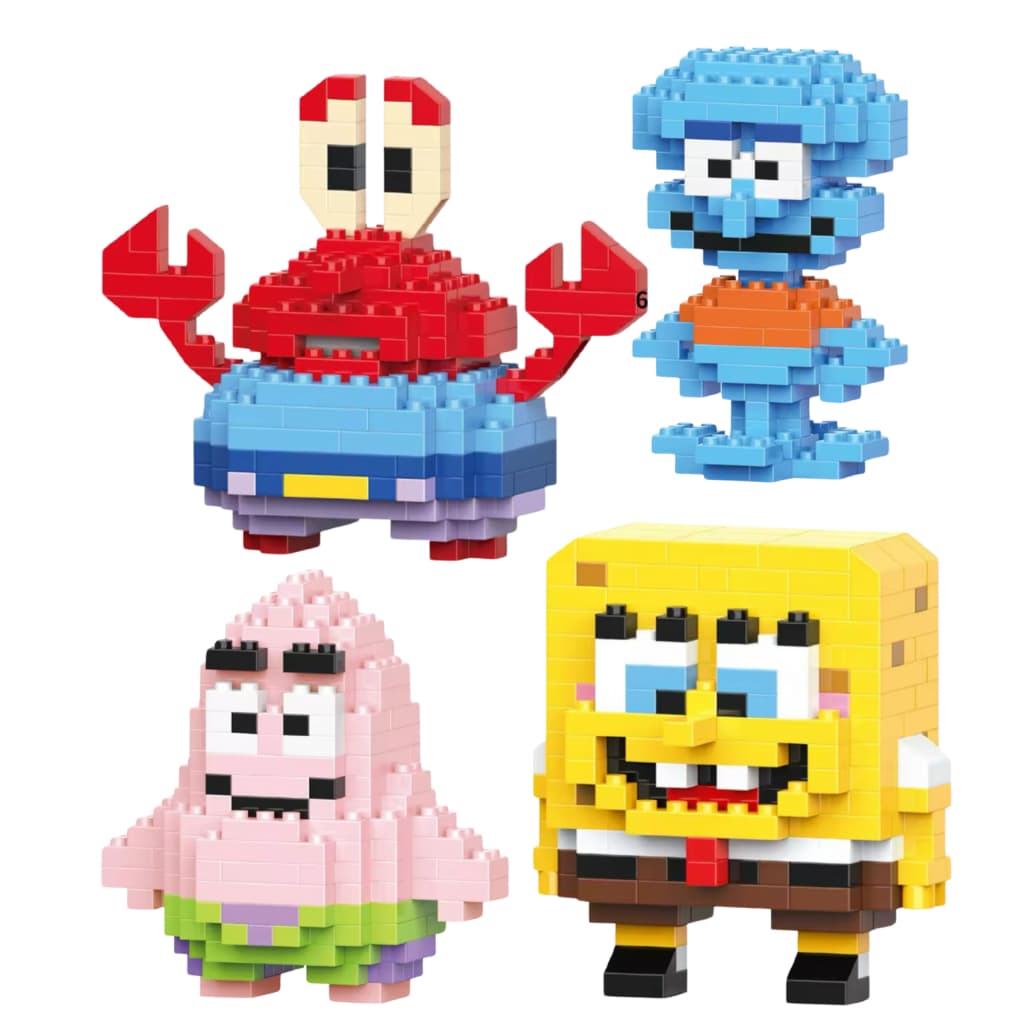 Kit mini bloco de montar de desenho animado com 700 peças (Bob Esponja)