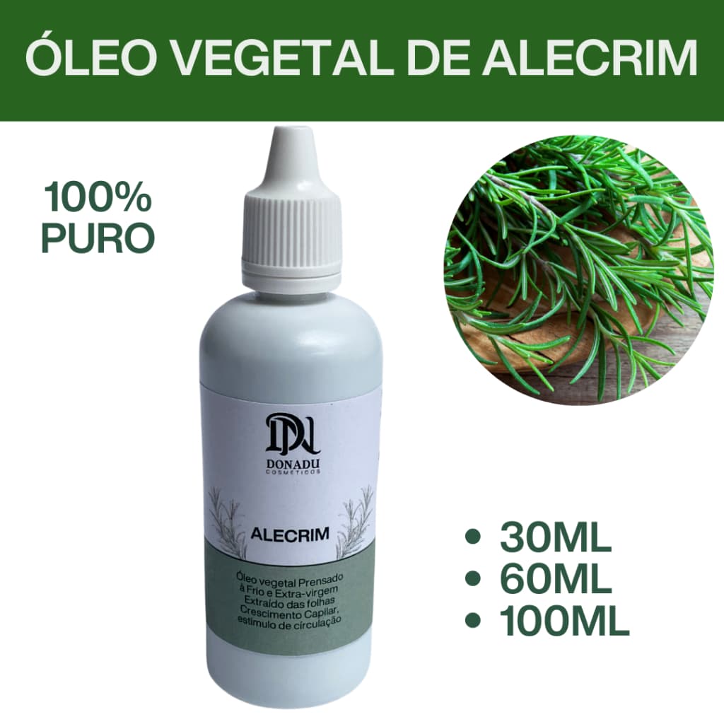 ÓLEO DE ALECRIM PRENSADO À FRIO E EXTRA VIRGEM / CRESCIMENTO CAPILAR / RAPUNZEL