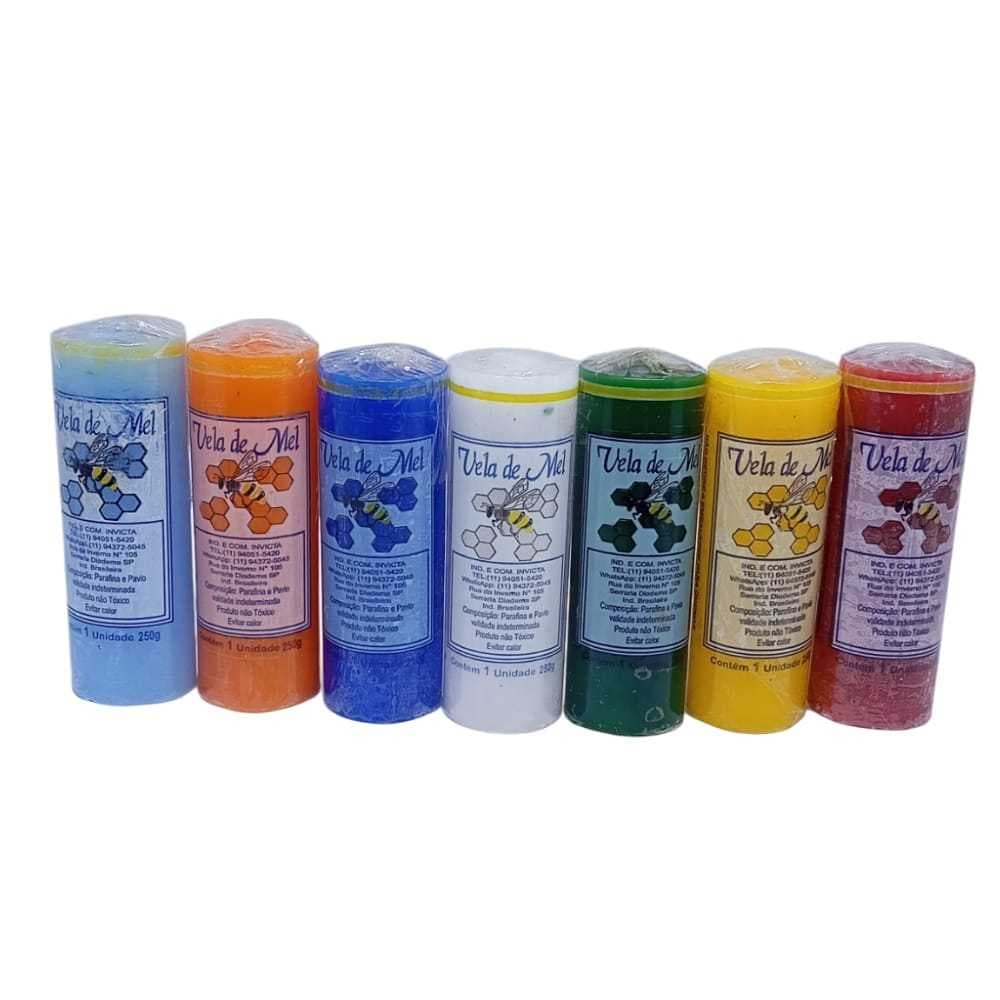 Vela Aromática De Mel Colorida 7 Dias 250 Gramas Unidade Umbanda Candomblé