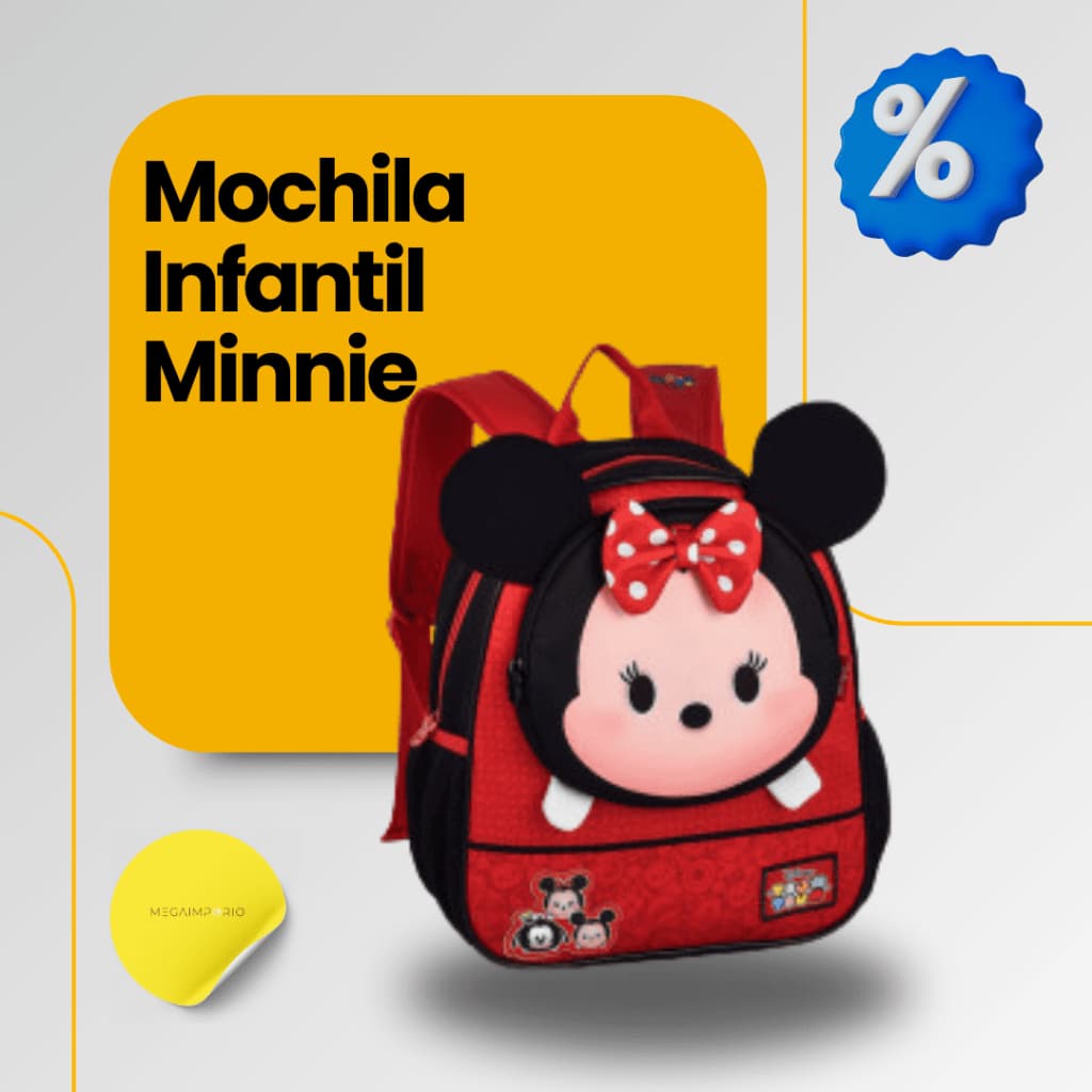 Mochila Escolar Infantil Minnie Menina - De Costas