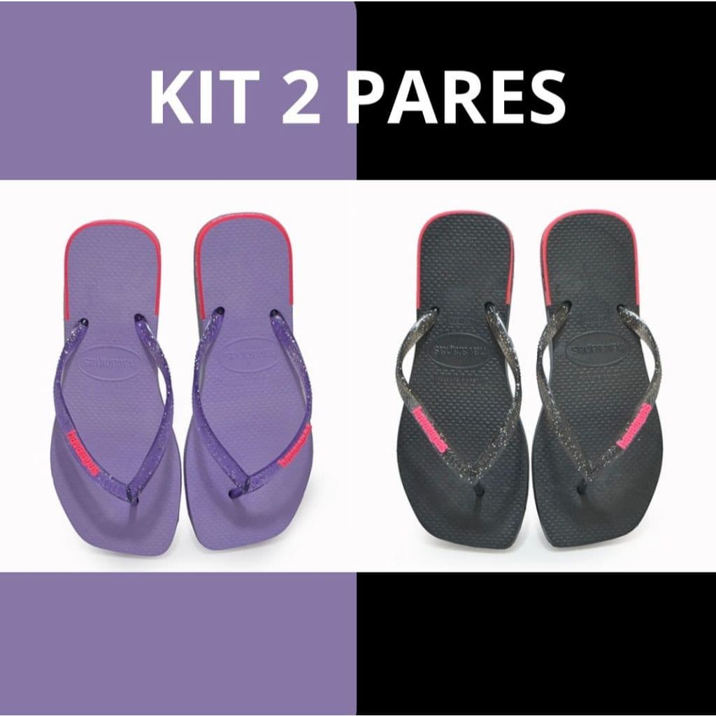 Kit 2 Pares Traseirinha & Bico Quadrado Slim Verão 2025 Casual Lançamento Moda Verão