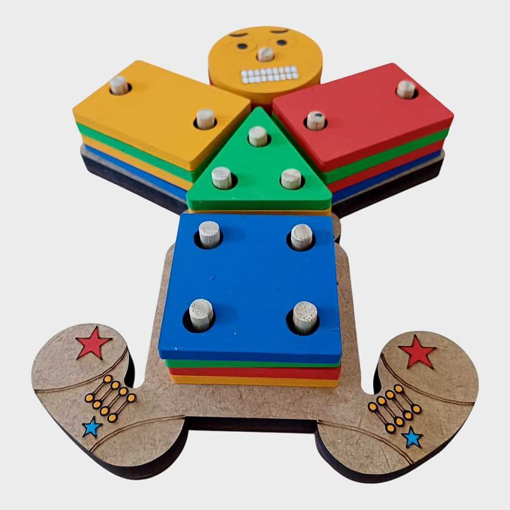 Palhaço Pedagógico Emoções Jogos Educativos Pedagógicos Lúdicos Brinquedos em madeira Diversão infantil formas