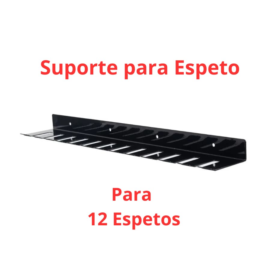 Suporte Preto Para Espeto Até 12 Espetos - Feito em Aço