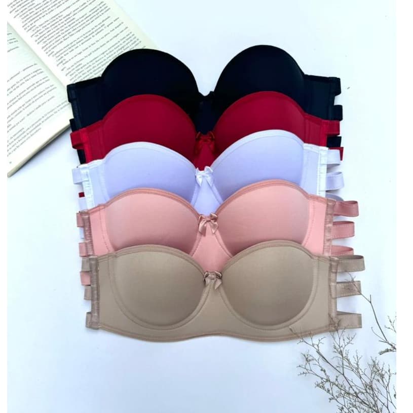 Kit 5 Sutiã Tomara Que Caia Sotian 3 Tiras Reforçado Com Bojo Conforto  Soutien Moda Íntima Feminina