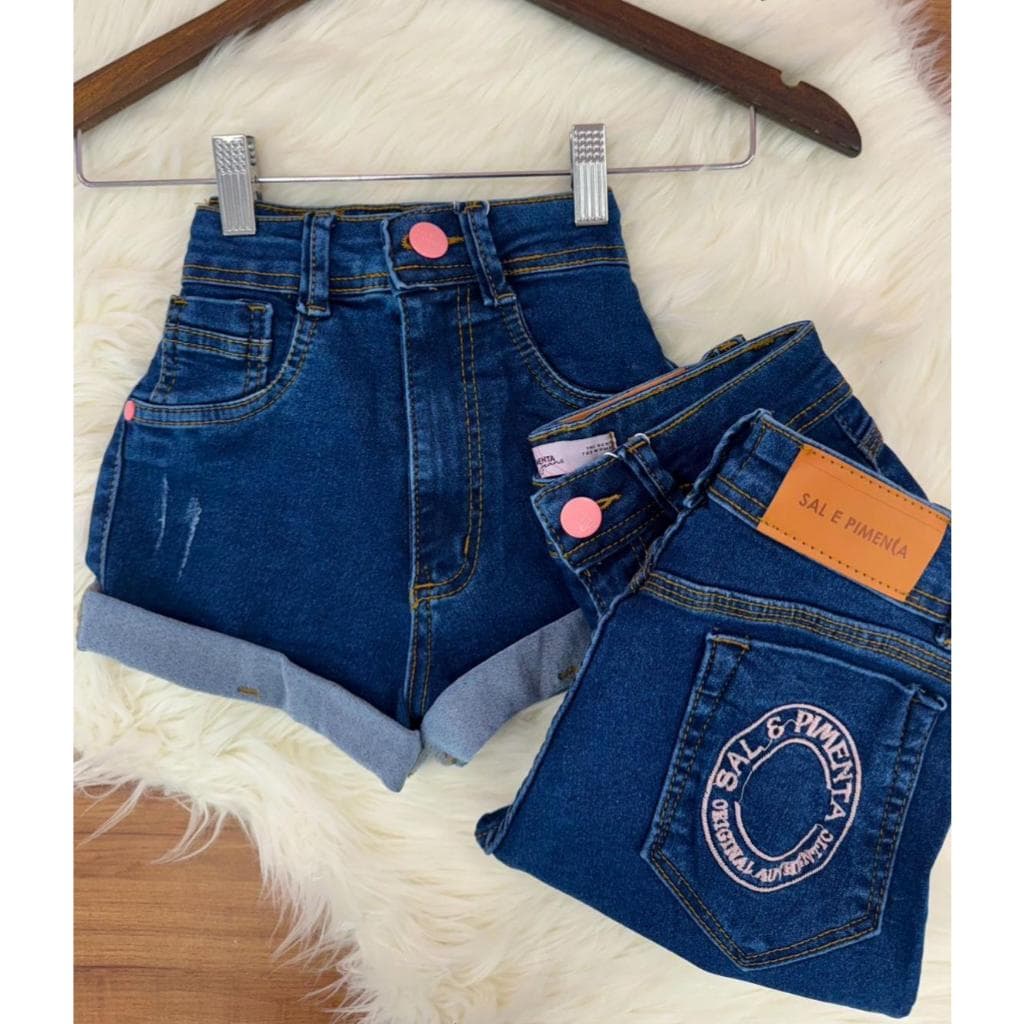 short jeans sal e pimenta premium com letreiro bordado