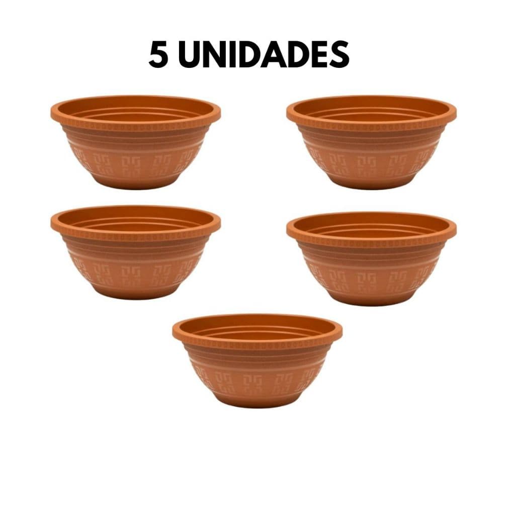 Kit 5 Vasos Cuia Jardim Flores Plantas Vasilha Reforçada Plastico 31x31cm