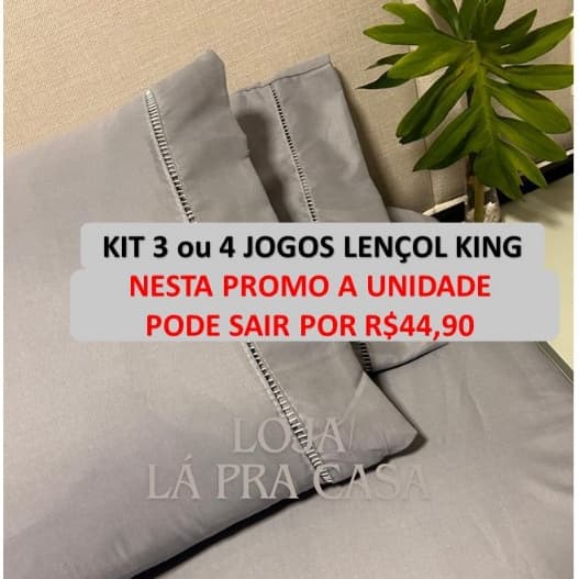 Kit 03 ou 04 Jogos de Cama King Size 03 Peças 400 Fios Roupa de Cama Lençol King Ponto Palito