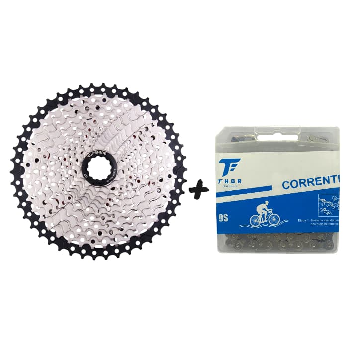 Catraca Cassete 9V/10V/11V 36/40/42/46/50/52d 11v Padrão Shimano + Corrente Bike 118 Mtb Corrente 9s