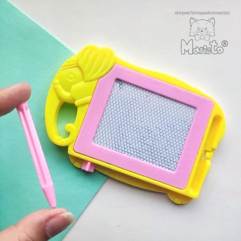 Kit 3/10 Mini Brinquedos Lousa Mágica com Caneta Magnética e Botão para Apagar (Cores Sortidas)
