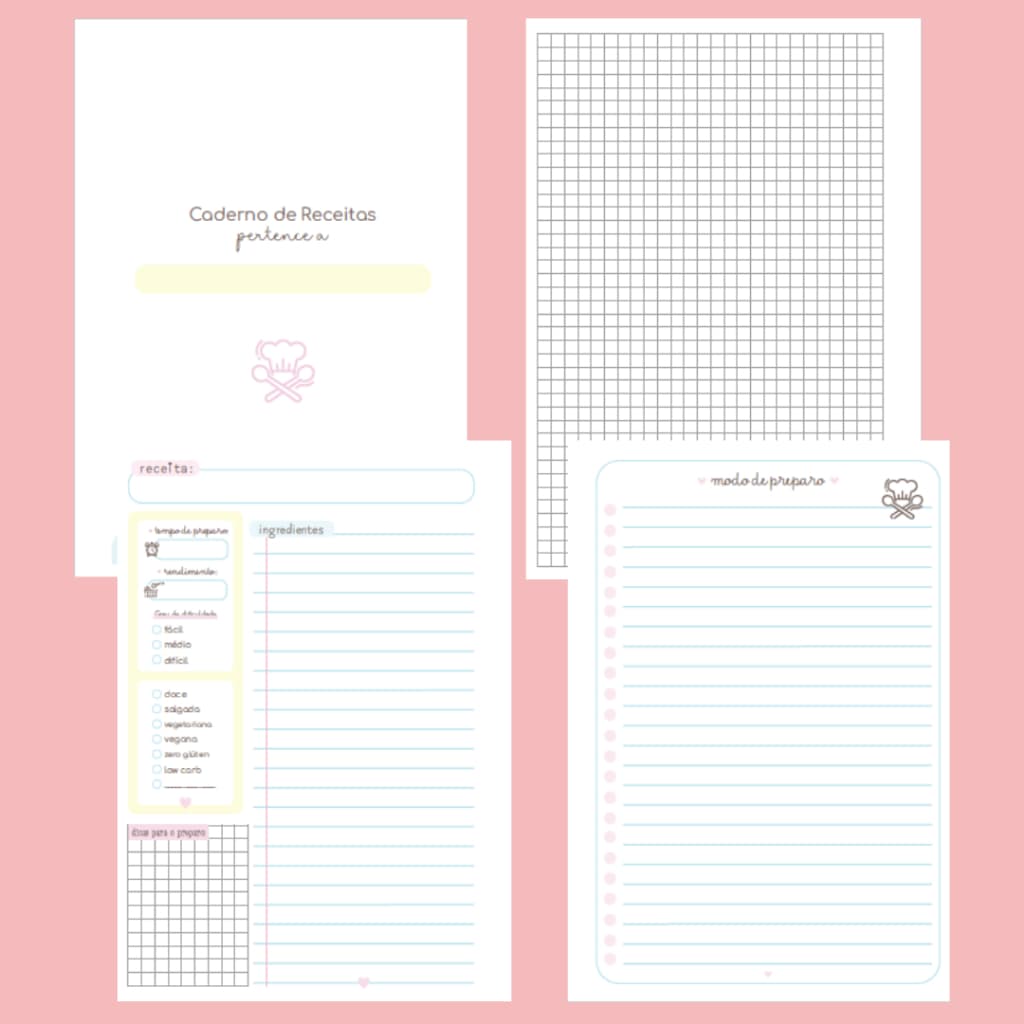 Refil para Caderno de Disco - Caderno de Receitas - 100 folhas