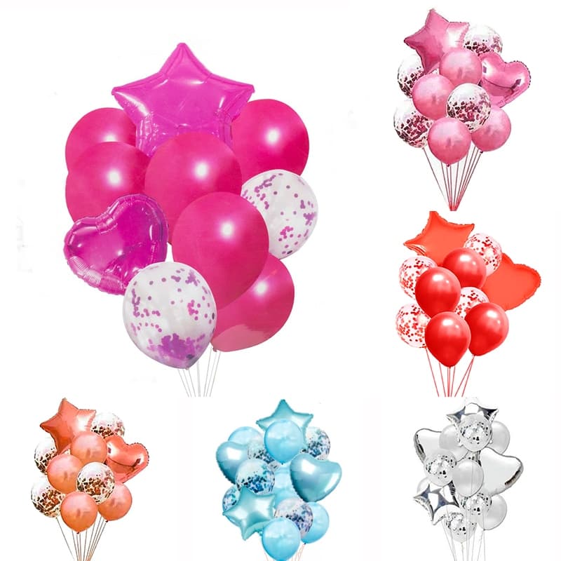 Kit Buque 10 Balões com 8 Latex + 2 Metalizados
