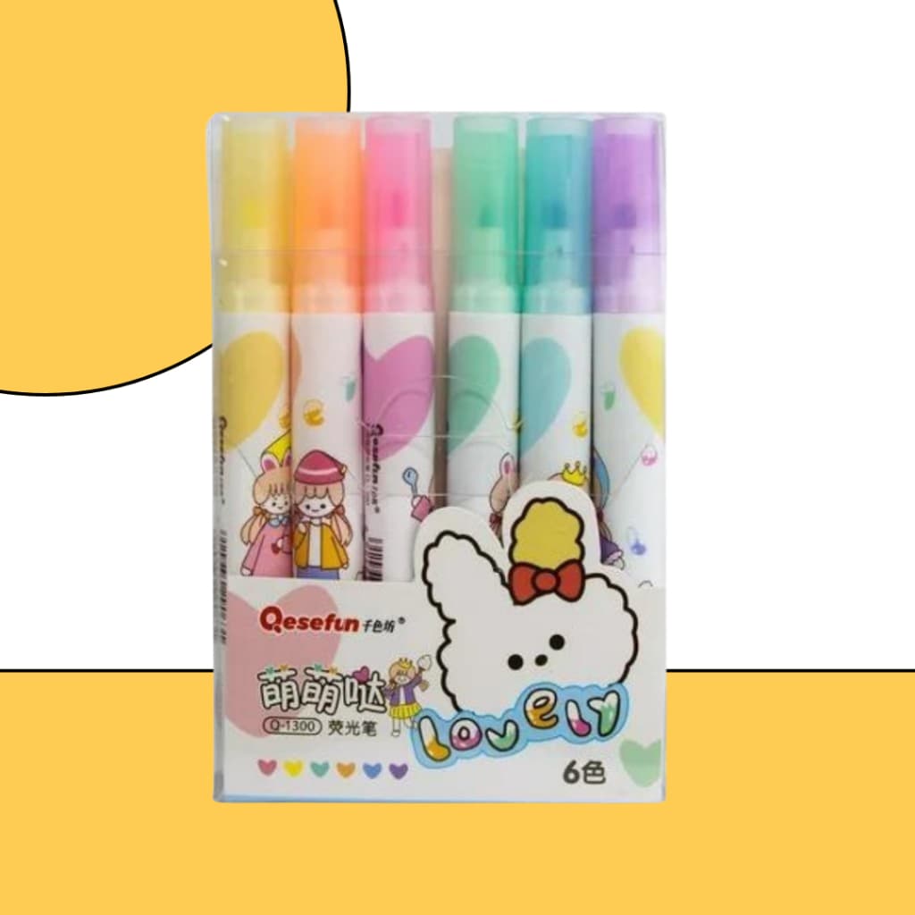 Kit com 6 Unidades de Marca Texto Colorido - Estilo e Organização para Estudo