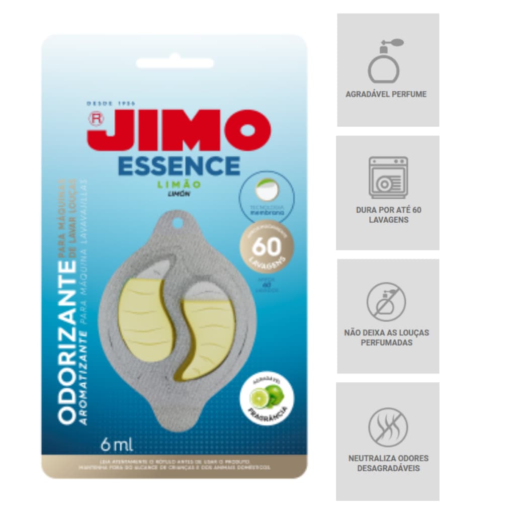 Jimo Essence Limão 6ml Odorizante Para Máquinas de Lavar Louça Rende 60 Lavagem