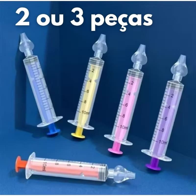 KIT 2 OU 3 Seringas lavagem Nasal Bebê reutilizável, Aspirador Nasal, Limpador de Nariz, Rinite Infantil.