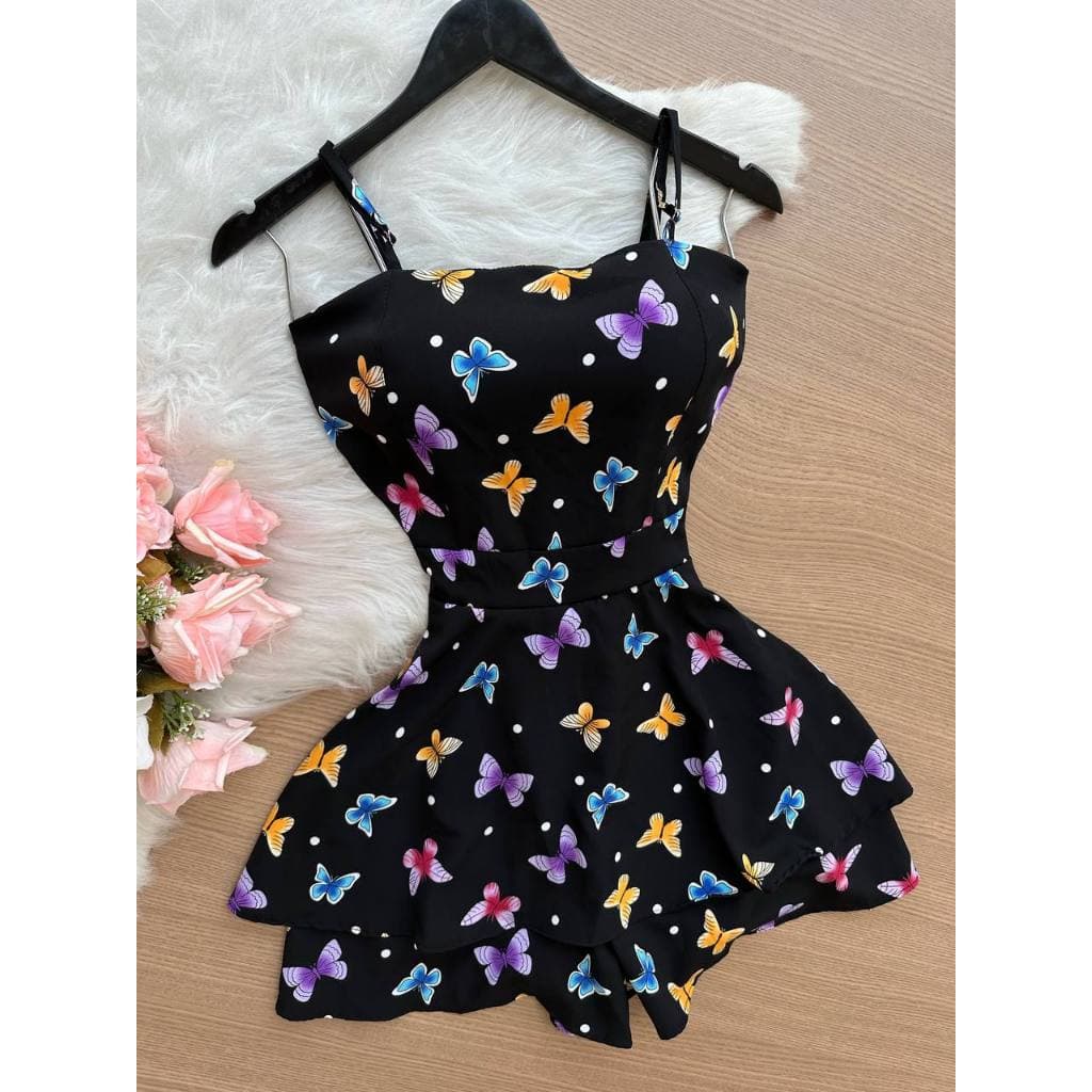 Vestido Macaquinho Feminino com alça Fina, Shortinho por baixo, Possui Bojo, Ideal para festas