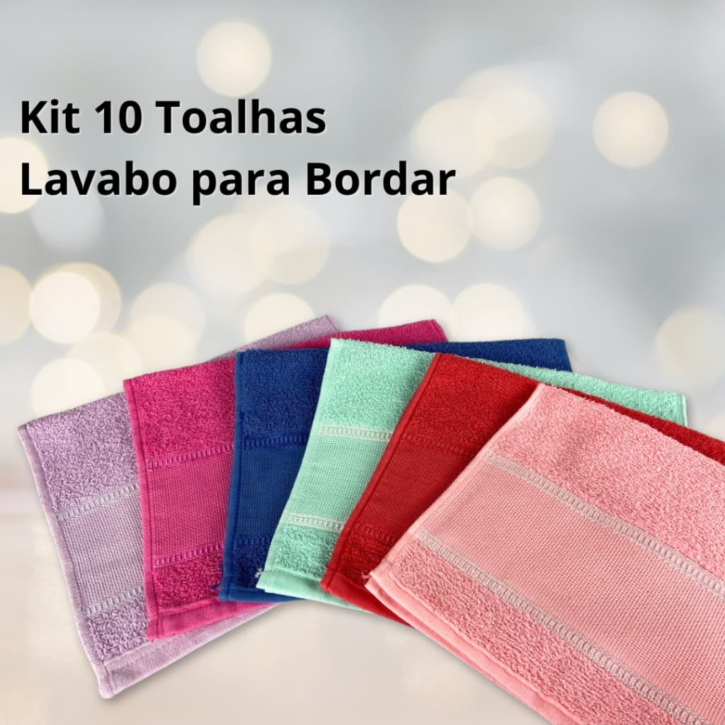 Kit 10 Toalha Lavabo Artesanato Para Bordar Ponto Cruz - 28x48cm Lembrancinha Academia Escolar