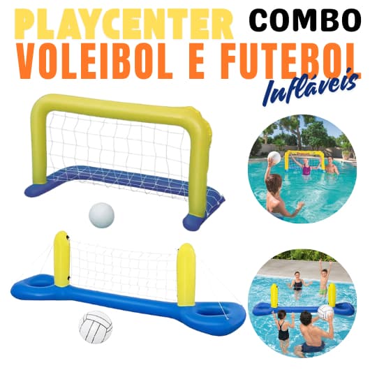 Boia Kit Sport Aquático Premium Bel Volêi ou Futebol - Conjunto Play Center c/ Rede Inflável + Bola