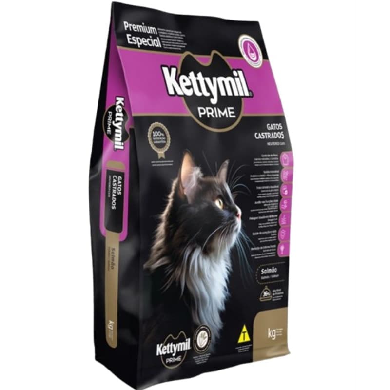2,5kg a granel ,KETYMIL PRIME SALMÃO, Premium Especial, ração para gatos castrados, 36% de proteínas.