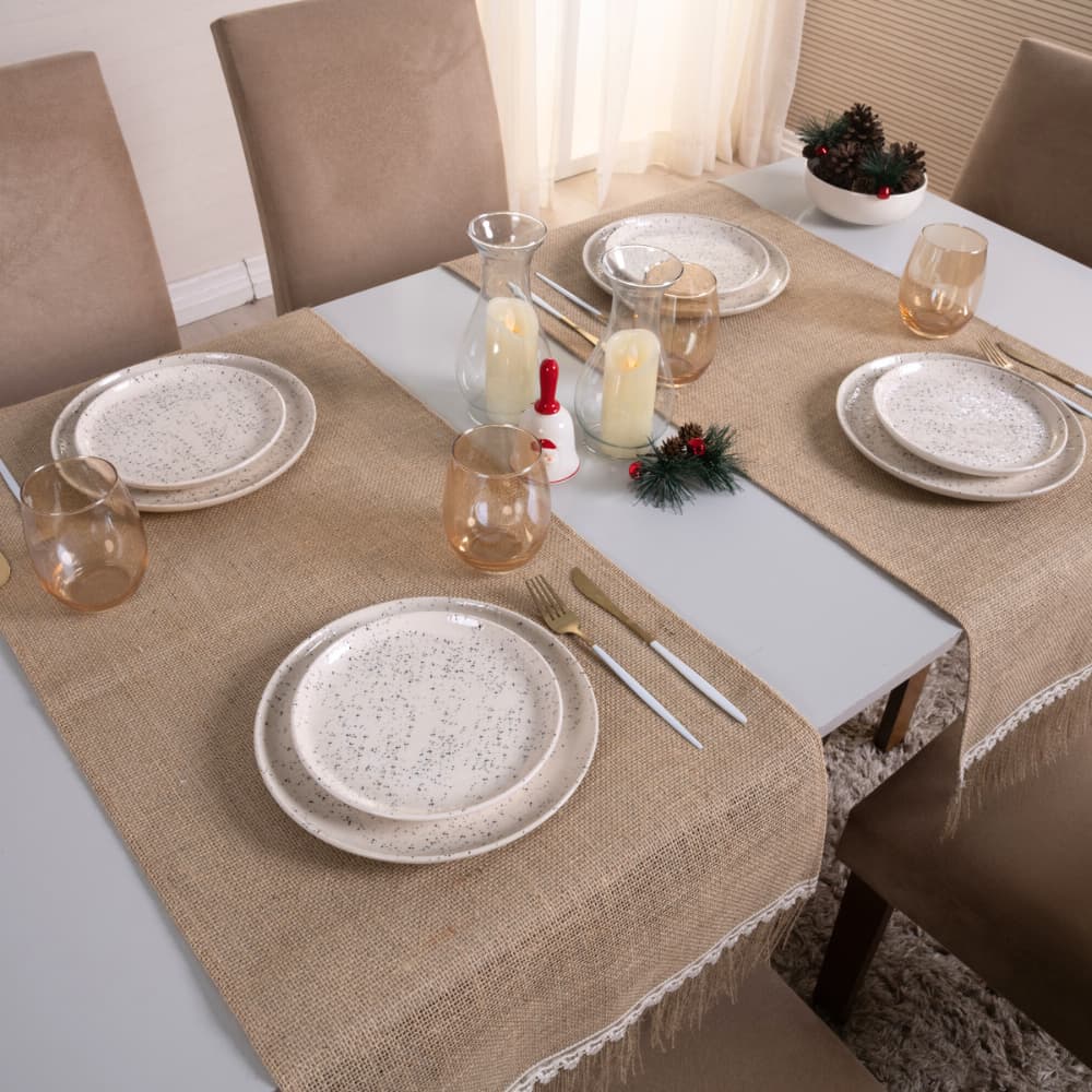 Caminho De Mesa Tecido Juta Bege 1,30m C/ 01 Peça