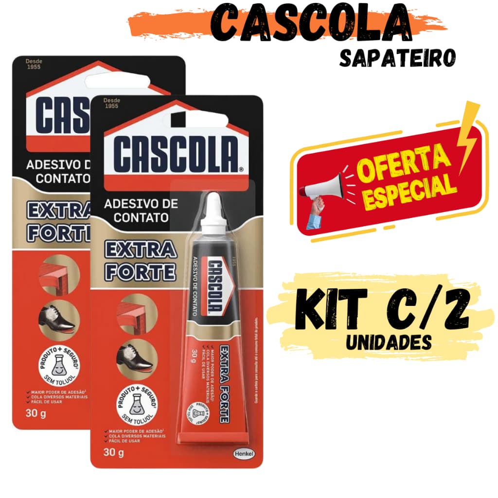 kit 2 Cascola de Contato 30g Sapateiro,madeira,couro, fórmica, fita de borda, sandalia, tenis