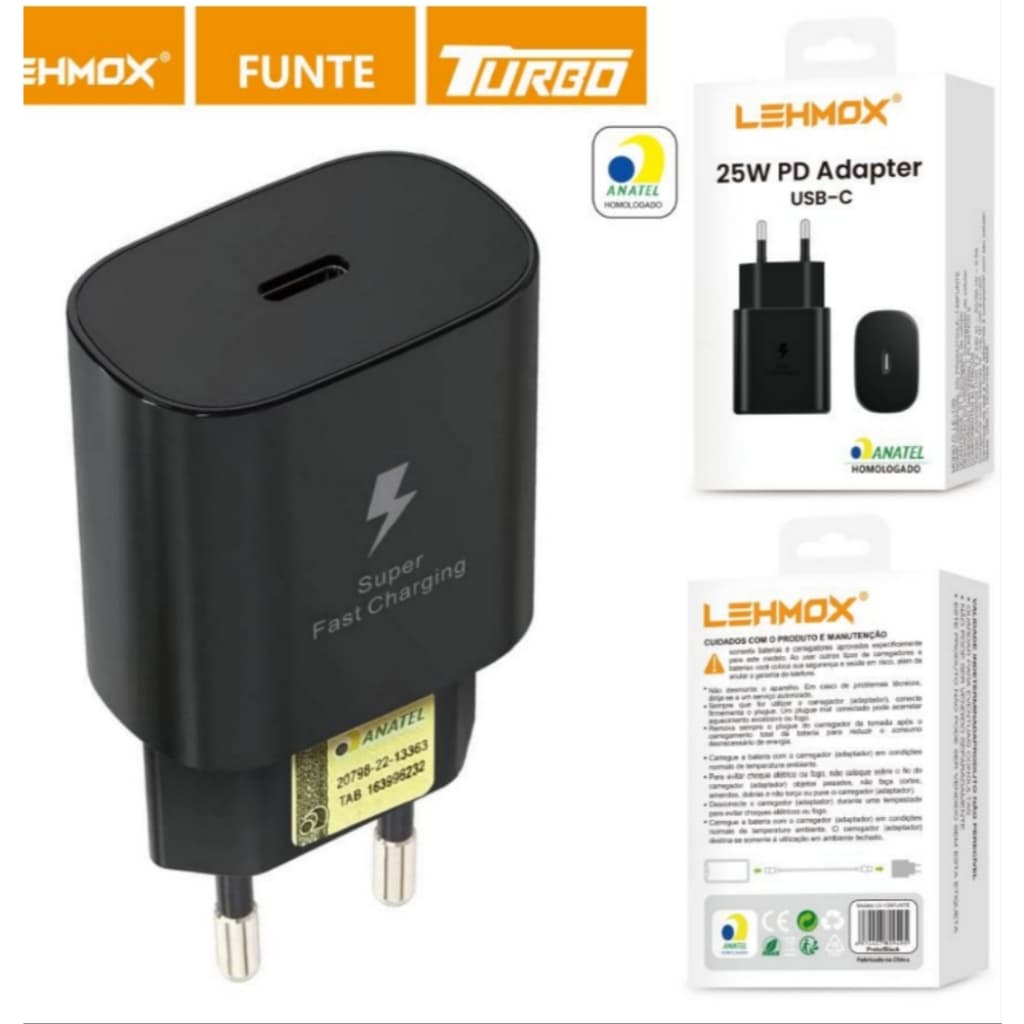 Carregador 25w Rápido Fonte Entrada Tipo C Turbo