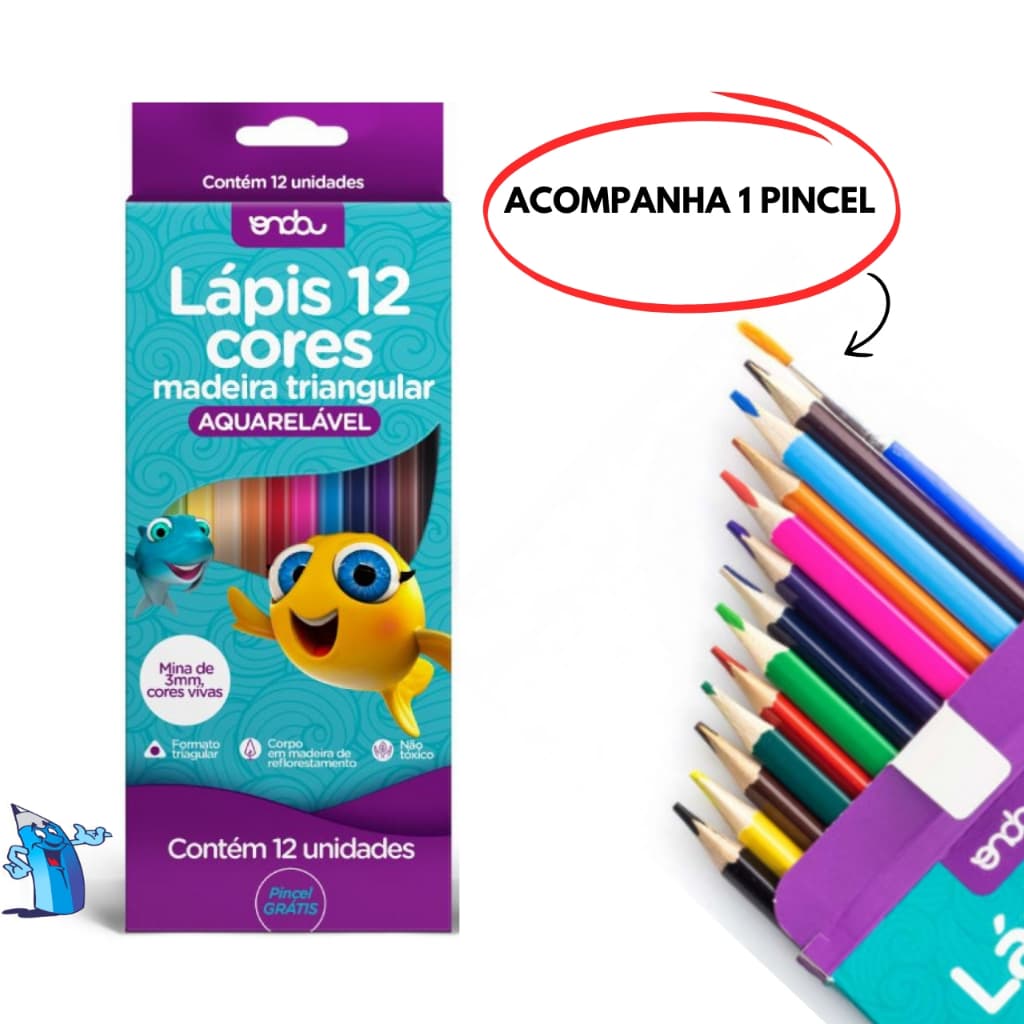 LAPIS DE COR AQUARELAVEL 12 CORES TRIANGULAR ONDA