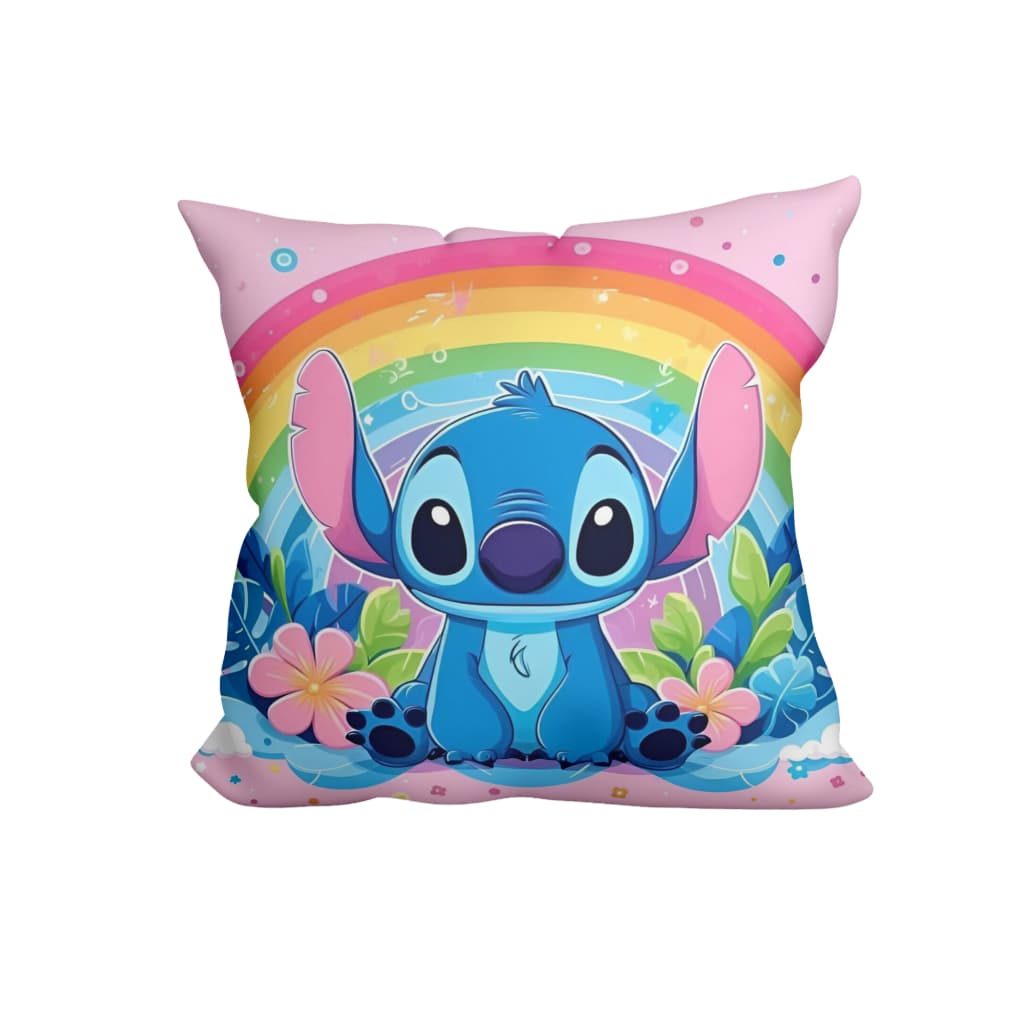 ALMOFADA COMPLETA STITCH ARCO IRIS FOFO AMO STITCH - TAMANHO 30X30