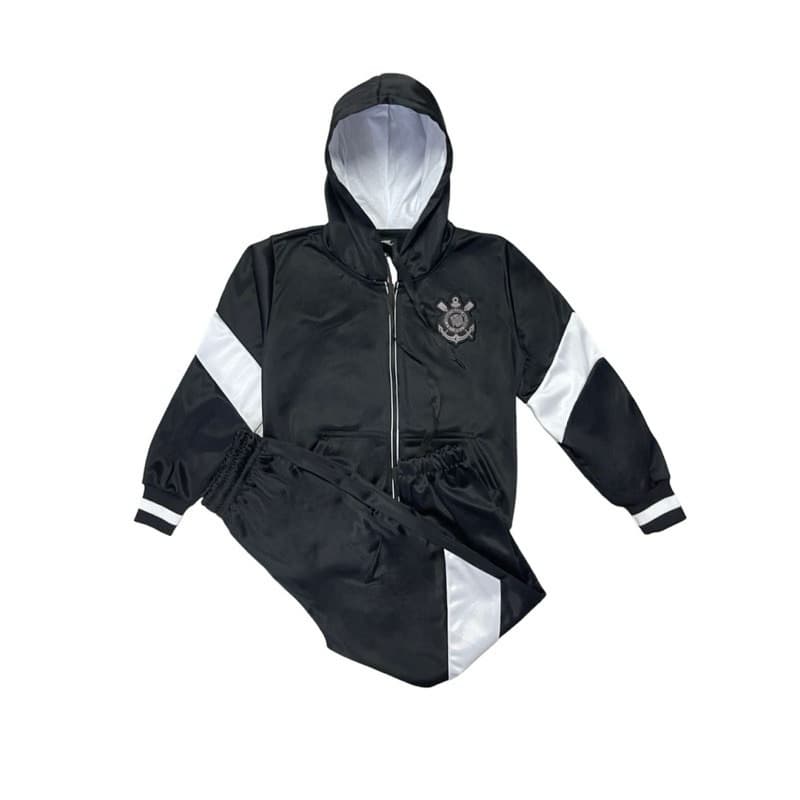 Conjunto Menino Infantil Time Corinthians Jaqueta Com Calça Helanca Juvenil