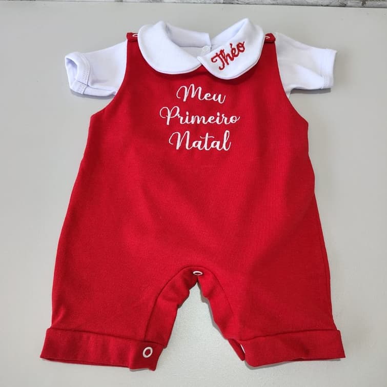 Conjunto natal bebê menino menina kit 2 peças meu primeiro natal