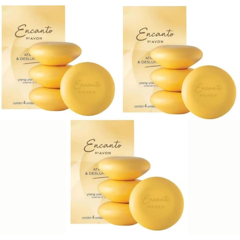 kit com 03 caixas de Sabonetes em  Barra Encanto Atraente 4x80g