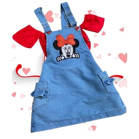 Jardineira jeans infantil feminina 2 4 6 anos com suspensorio moda bloueirinha