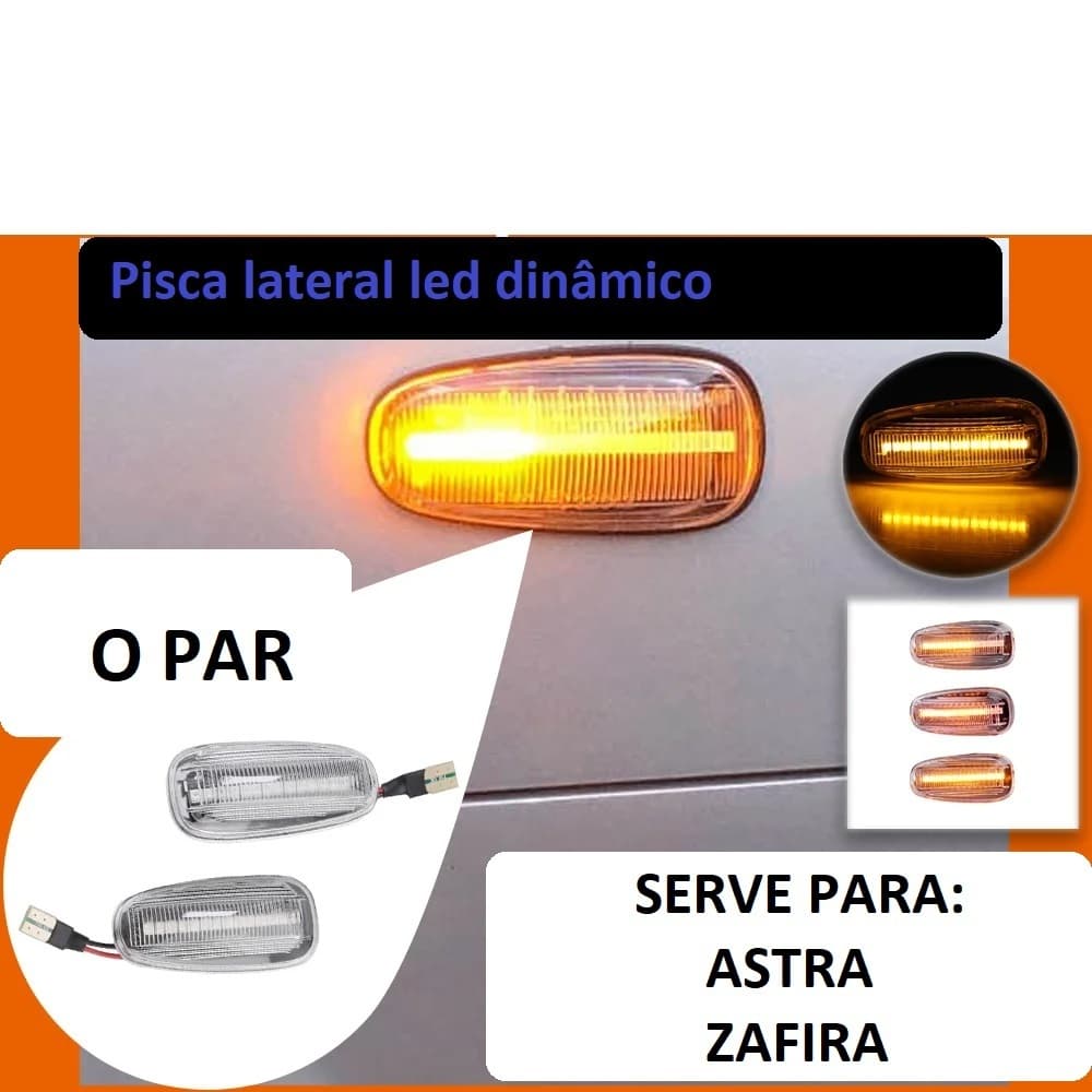 Par de Pisca LED Seta Sequencial Astra Zafira Lâmpada lateral Chevrolet GM