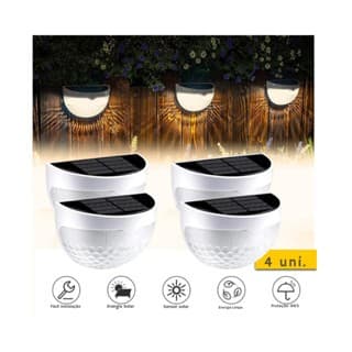 kit 4-16 Arandela de Parede Energia Solar Branco Quente/RGB Bateria Área Externa Branco Preto 7SEVEN