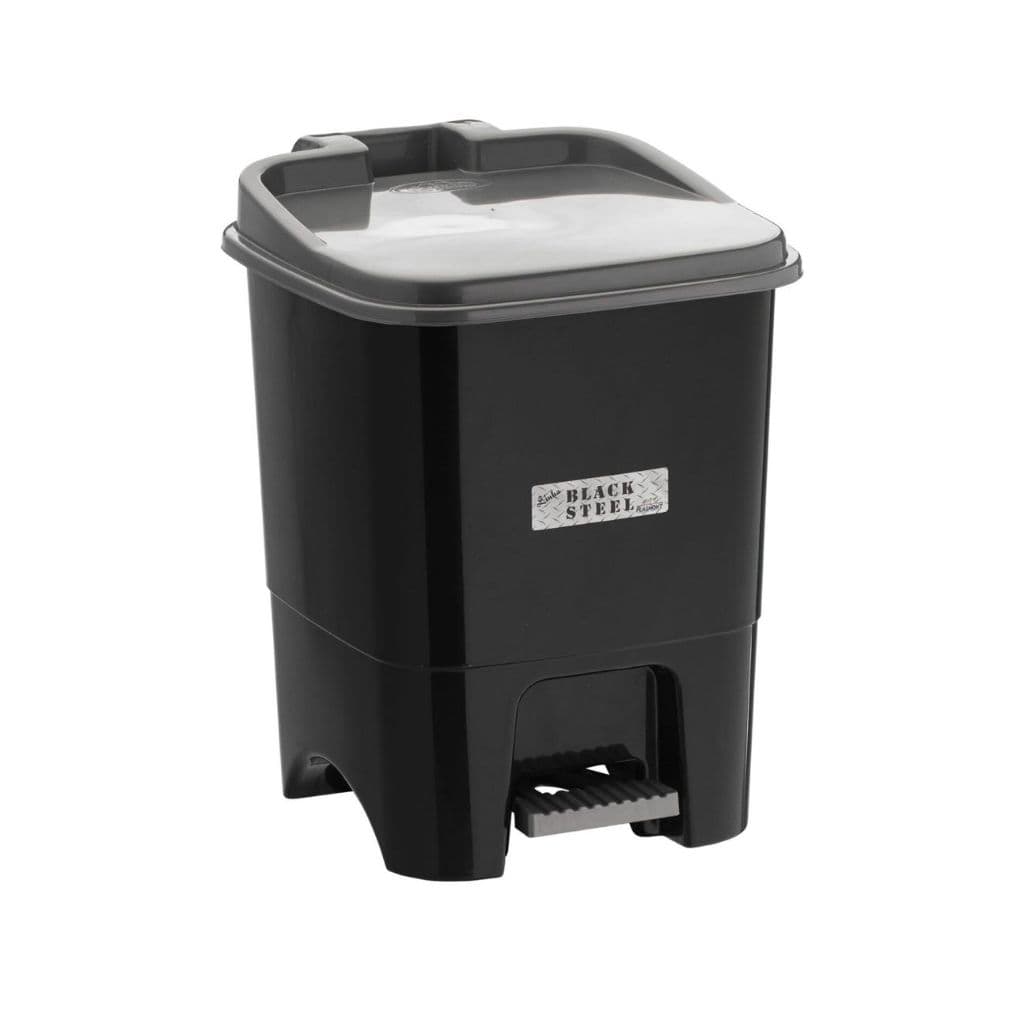 Kit 05 Lixeiras Quadrada Pedal 15 Litros - Preto