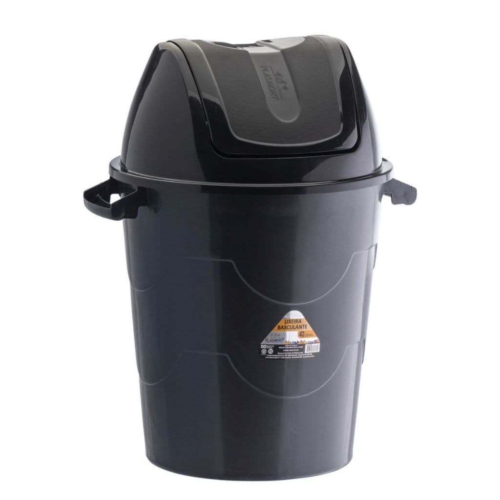 Kit 03 Lixeiras Basculante 42 litros - Preto