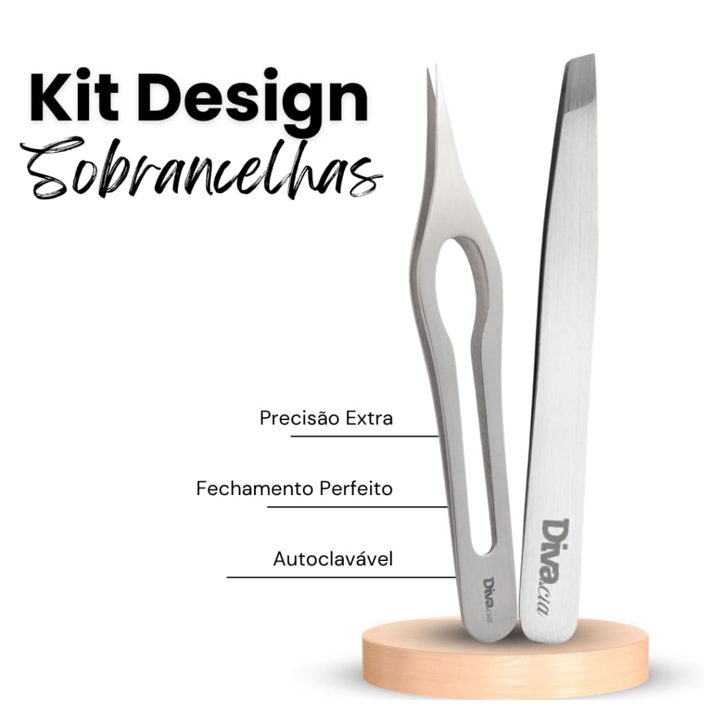 Kit Pinças para Sobrancelhas com 2 Pinças de Alta Precisão Profissional Autoclavável