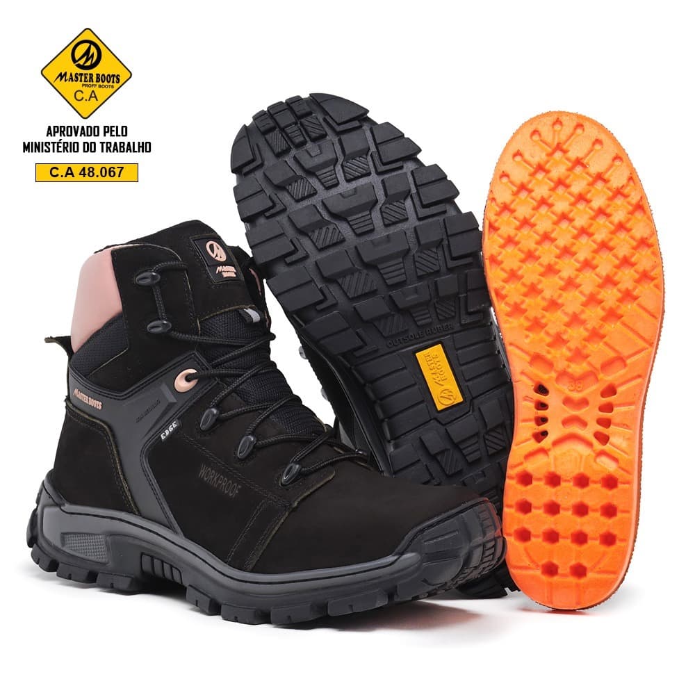 Bota Couro Coturno Palmilha Gel Trabalho Com CA Feminina Envio Imediato