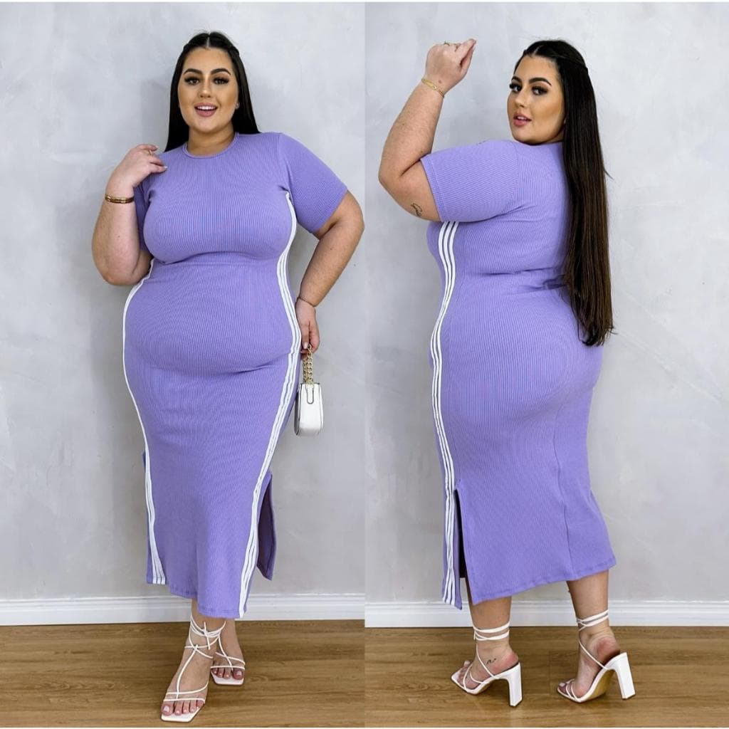 Vestido Midi Plus Size Feminino XG G1 G2 G3 Tamanho Grande Confortavel Em Malha