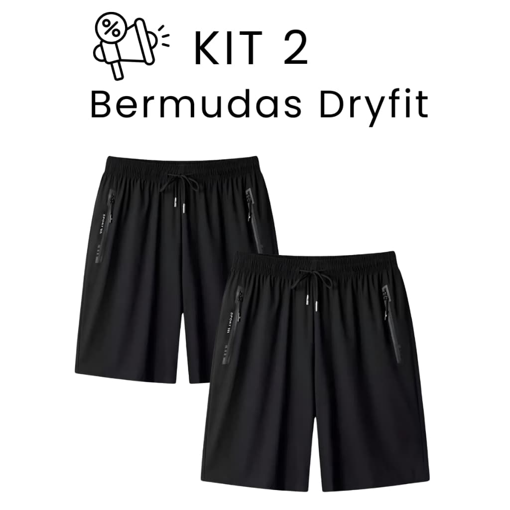 KIT 2 Bermuda Dryfit Masculina para Academia Esportes Caminhada