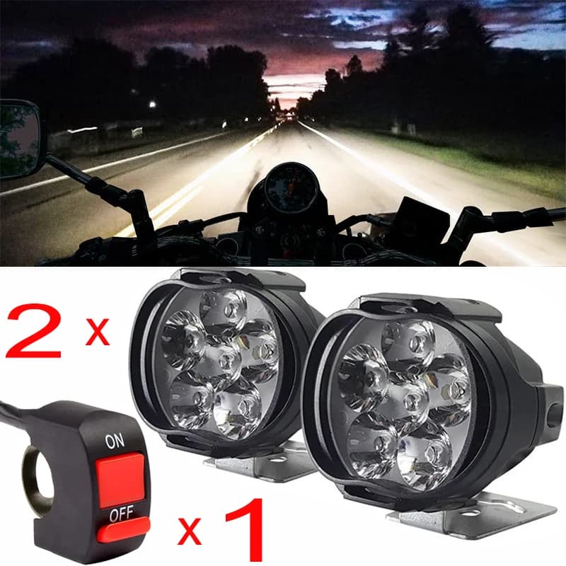 Kit 2 farol de milha LED moto carro 12v jeep gol cg titan