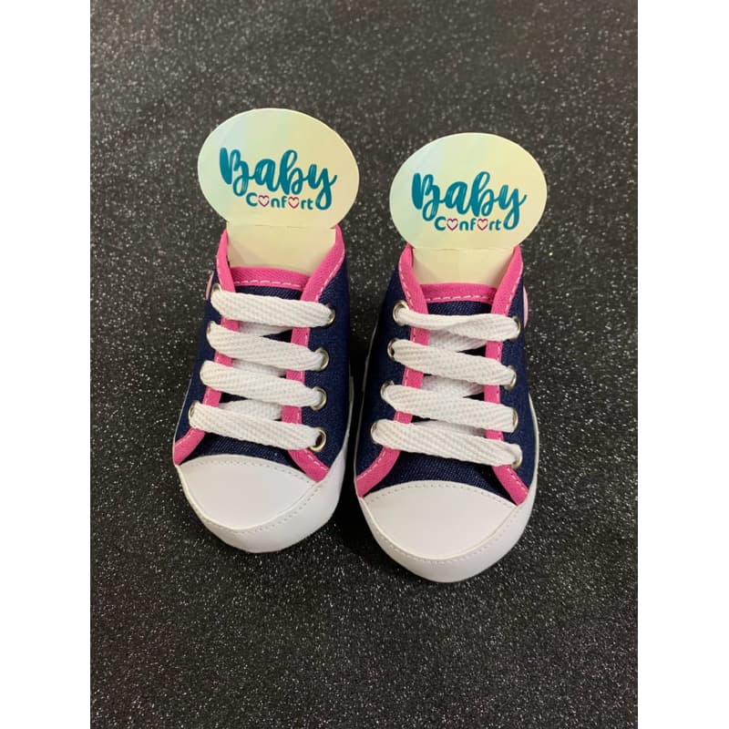 Sapatinho de bebê recém nascido - Tênis Star Jeans c/ Pink