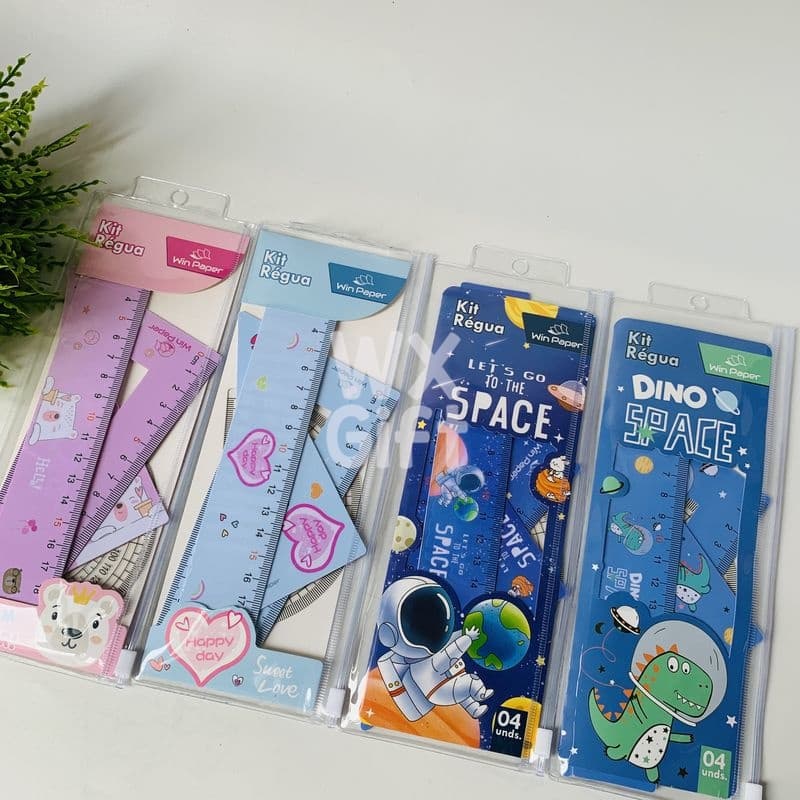 Kit Régua com 4 Peças Temático - Win Paper / WX Gift