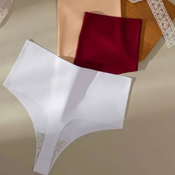 Kit 2 Calcinha Cinta Fio corte a laser luxo poliamida forro algodão Cós Alto