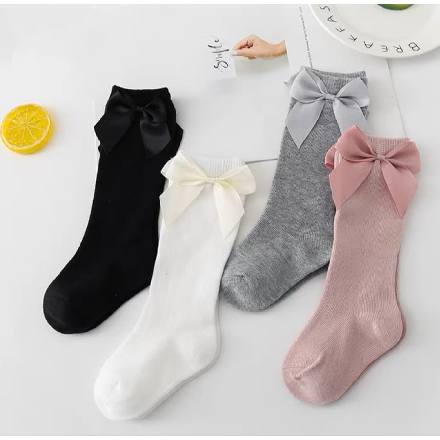 Kit De Meia Infantil Feminina Com Laço Na Altura Do Joelho 517004