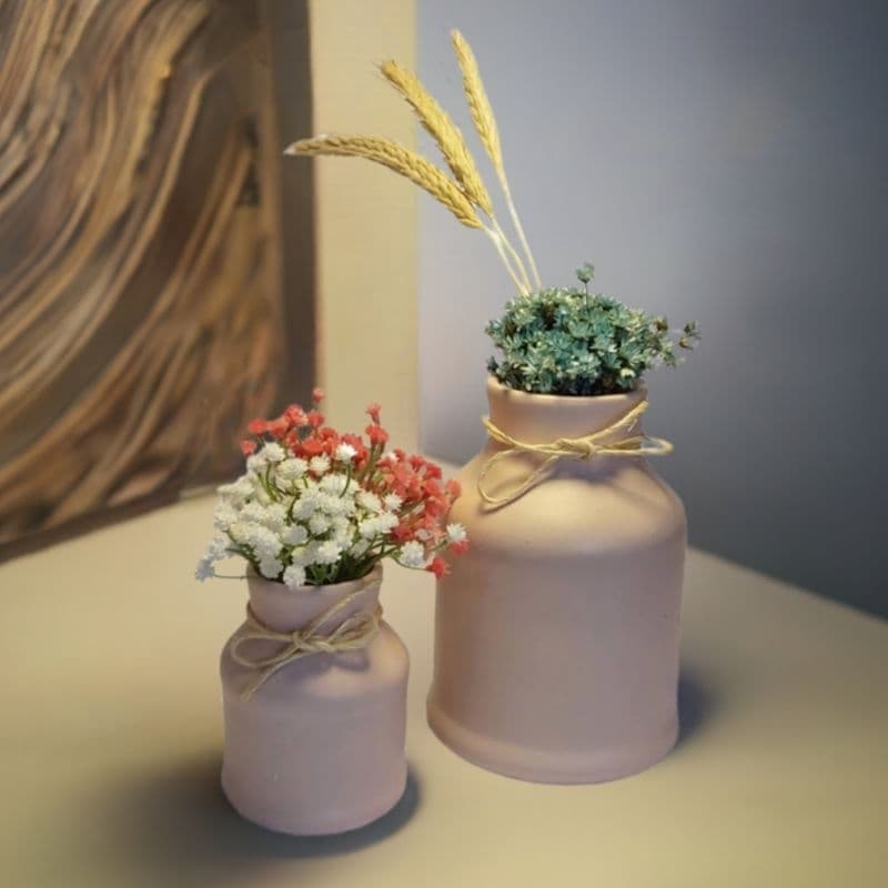 Conjunto de vasos em cerâmica no estilo Latão