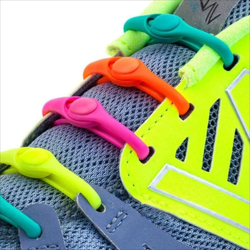 12pcs Cadarço Para Sapatos De Corrida De Tênis Botas Set Lazy No Tie Elastic Silicone Shoelace