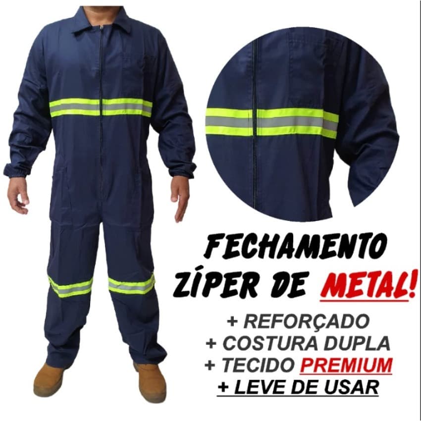 Fardamento Industrial Macacão Brim reforçado Profissional Operacional Costura Dupla Resistente Promo