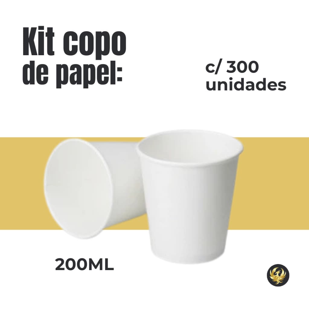 Kti 300 Copos De Papel 200 Ml Ecológico Biodegradável 300 Unidades Café Chá Leite