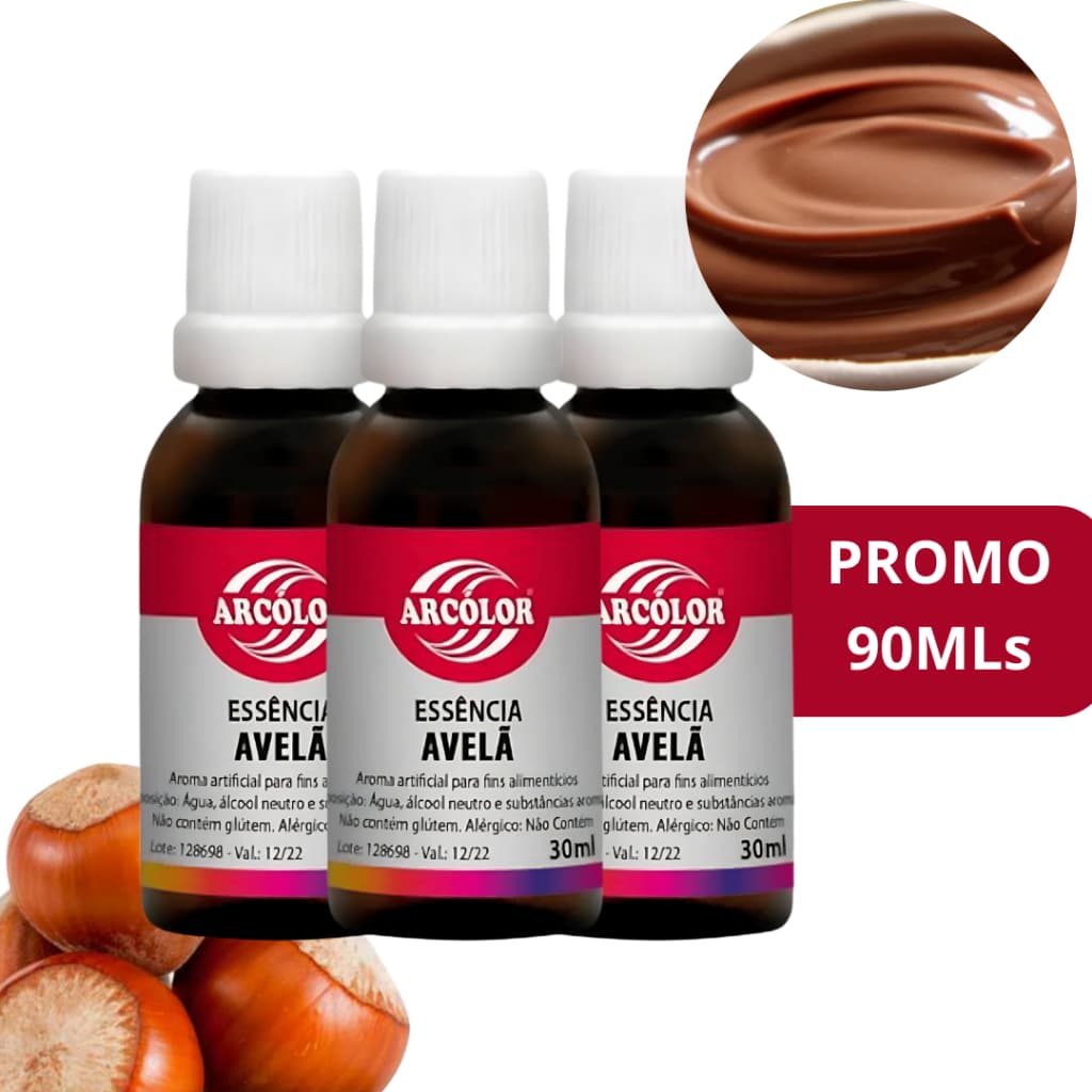 KIT 3 Essências de Avelã Para Doces, Recheios e Confeitarias